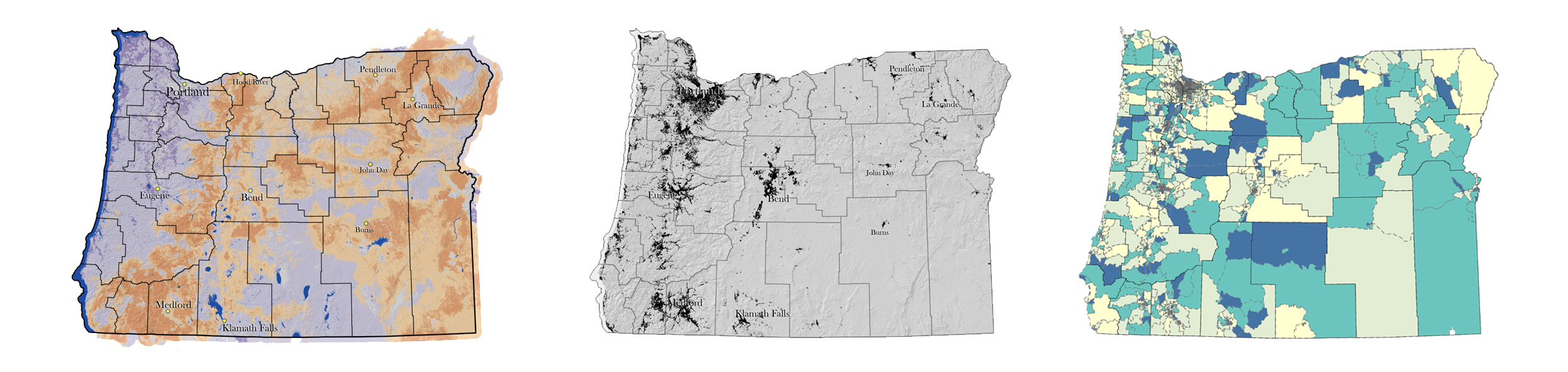 Oregon wildfire risk maps in a row