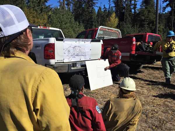 Firefighters plan a prescribed fire