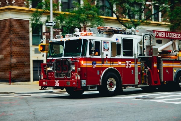 A fire truck with a ladder
