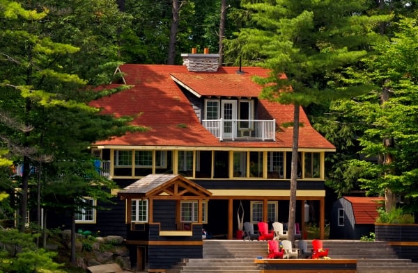 House in the wildland-urban interface surrounded by trees