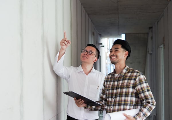 A commercial property analyst inspects a property.