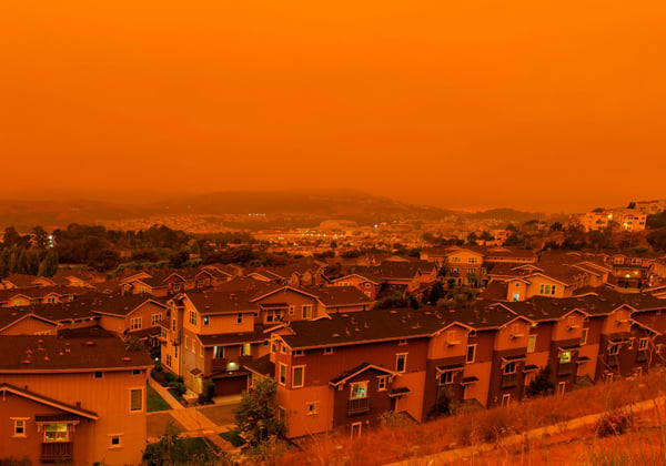 Wildfire smoke blankets a community