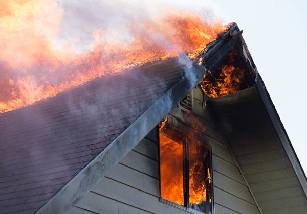 Home attic burning after an ember got inside